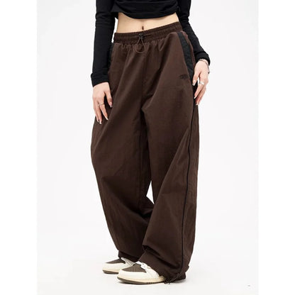 Women's Retro Loose-Fit Drawstring Casual Joggers - Wide Leg Fit