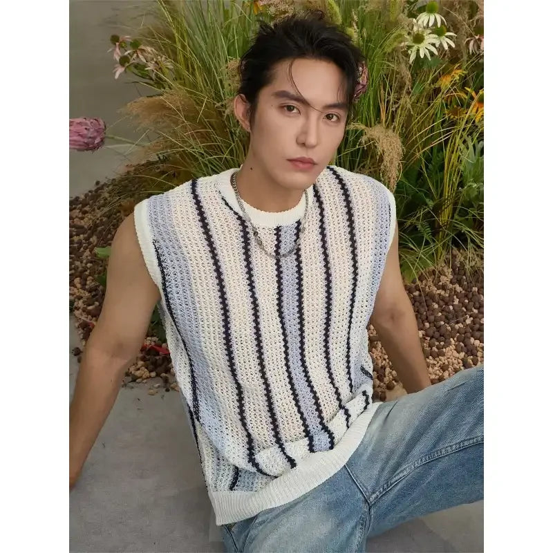 Retro Striped Knitted Men's Vest