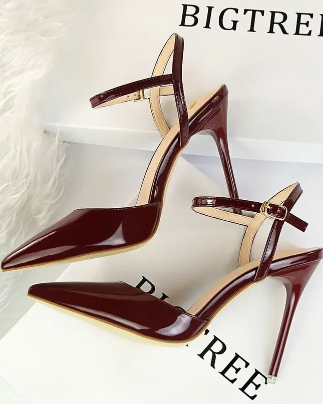 BIGTREE Women's Pointed Toe Buckle Strap Stiletto Heels