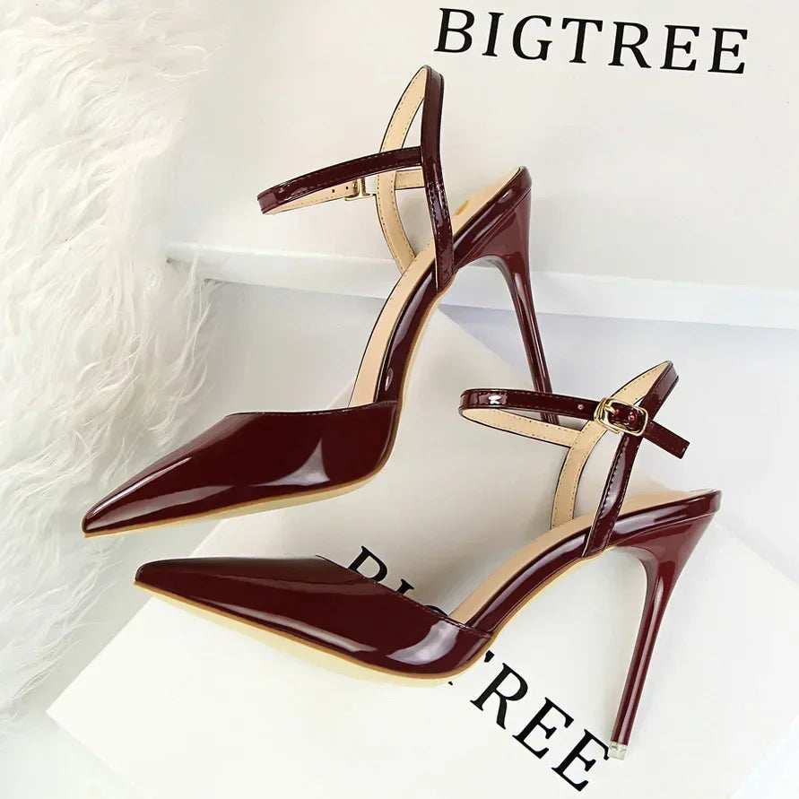 BIGTREE Women's Pointed Toe Buckle Strap Stiletto Heels