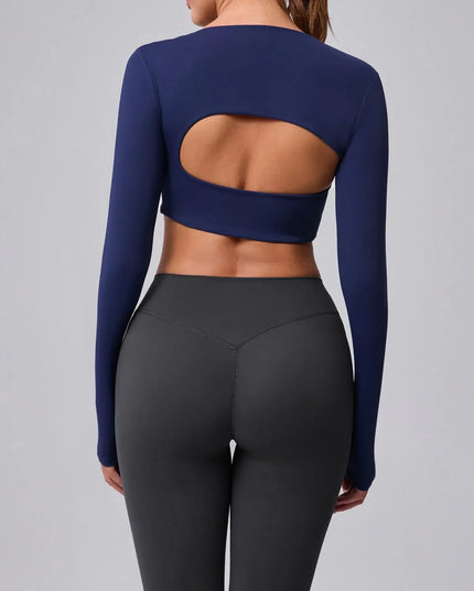 Women's Cut-Out Sport Top, Cropped, Asymmetric Square Neck