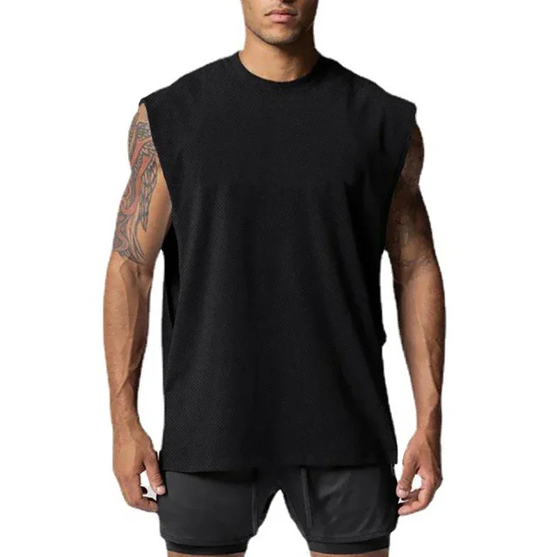 Men's Open Side Cut-Off Vest - Gym Tank Top for Men