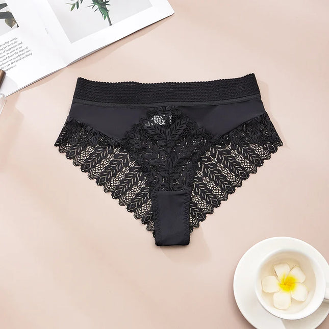5-Pair Women's Lace High-Waist Sheer Triangle Panties