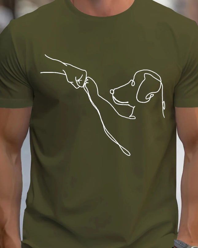 Men's Cotton Casual Sports T-Shirt with Dog First Print