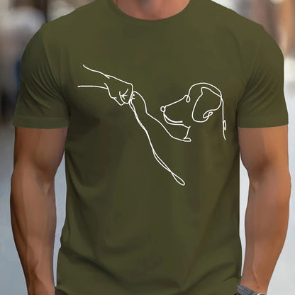 Men's Cotton Casual Sports T-Shirt with Dog First Print