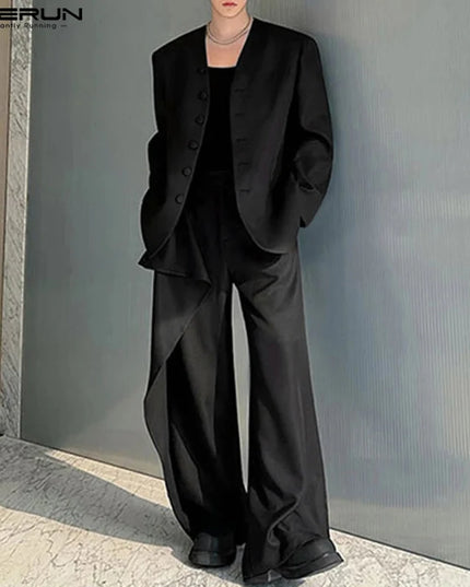 Inceurn Men’s Two-Piece Long Sleeve Blazer and Wide Leg Pants Set