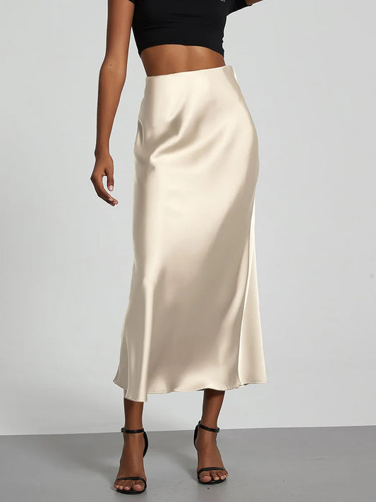 Women's Satin High-Waist Long Skirt - Elegant & Stylish Women's Maxi Skirt