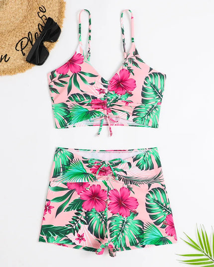 High-Waisted Floral Push-Up Bikini for Women