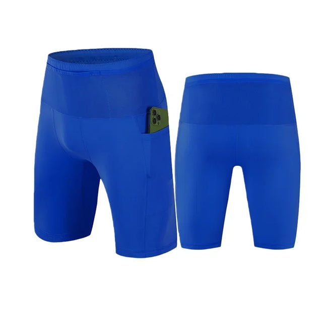 Men's Compression Shorts with Pockets, Elastic Back Pockets, Waterproof