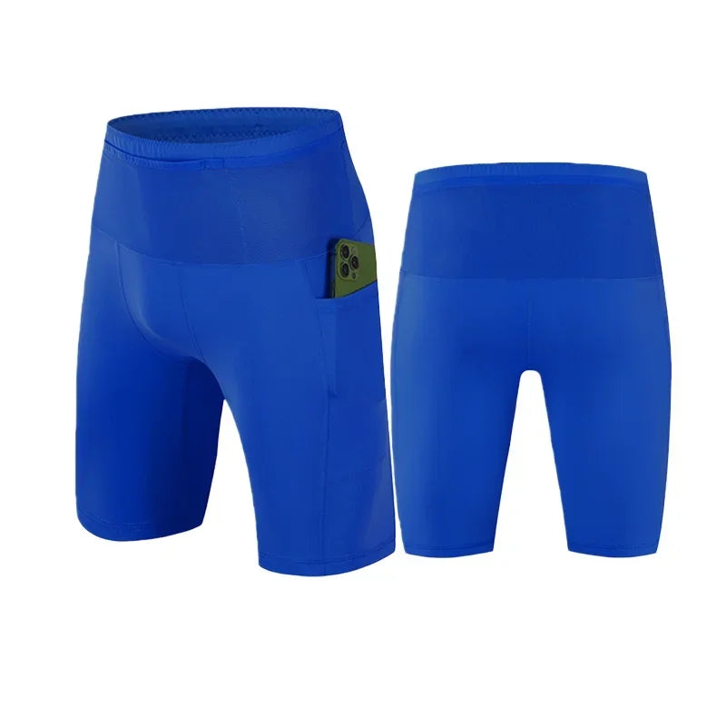 Men's Compression Shorts with Pockets, Elastic Back Pockets, Waterproof