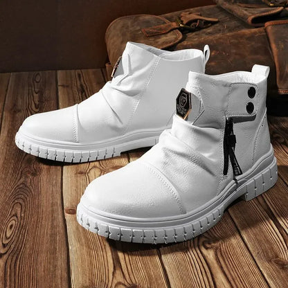 Men's Retro Classic Platform Shoes with Side Zip