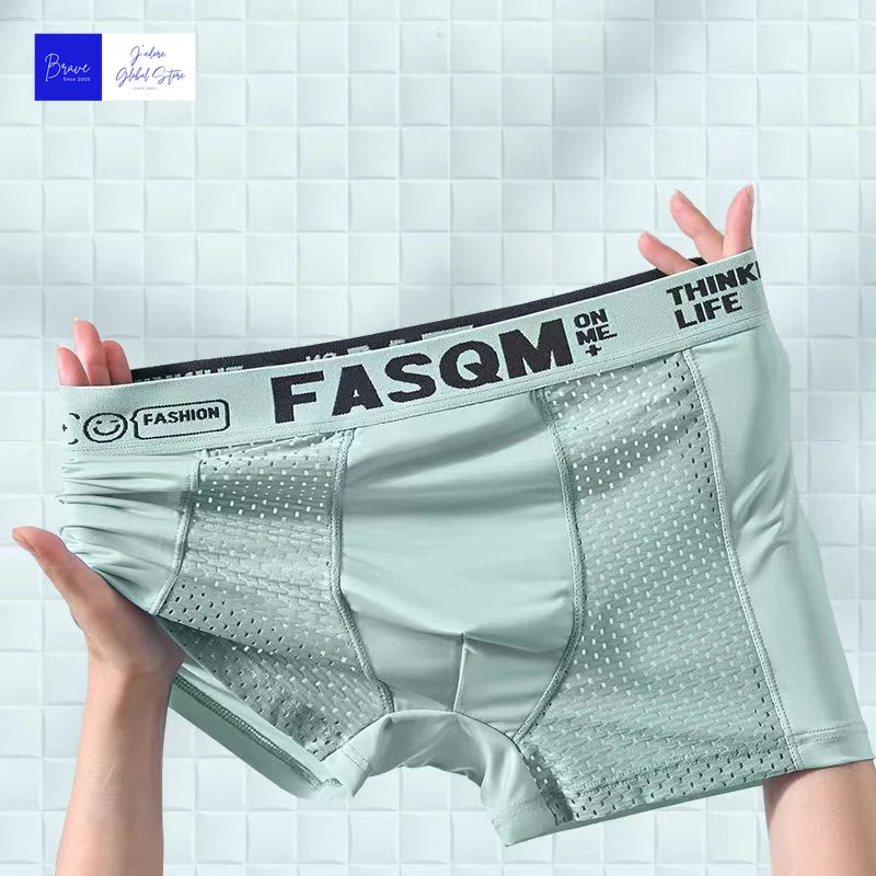 Men's Ice Silk Seamless Boxer Shorts - Antibacterial, Breathable Briefs