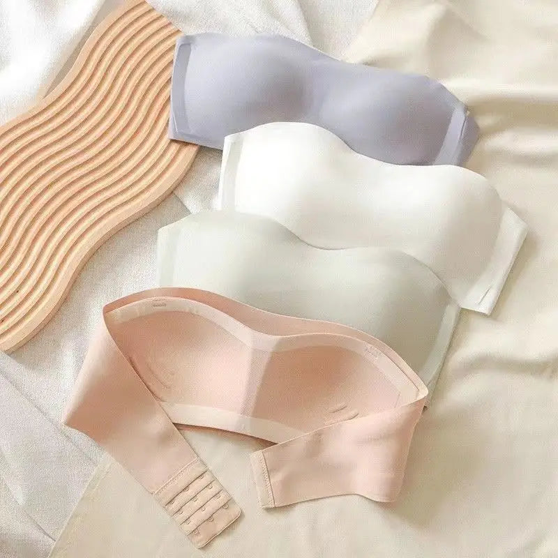 Seamless Strapless Tube Top Bra for Women – Thin Non-Slip Push-Up Design
