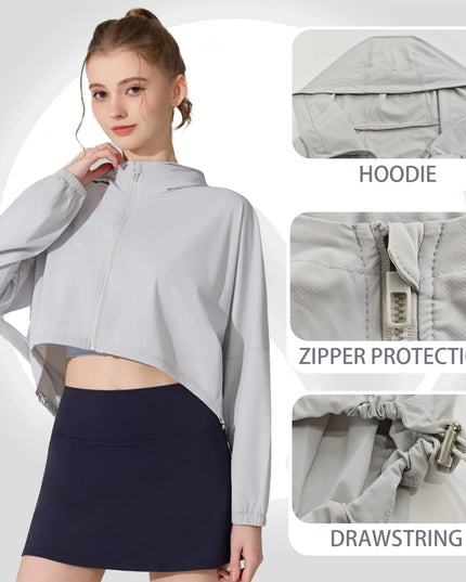 Women's Activewear Cropped Jacket - Breathable & Quick-Drying