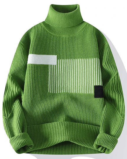 Men's Korean Knit Turtleneck Sweater - Stylish Warm Turtleneck for Men