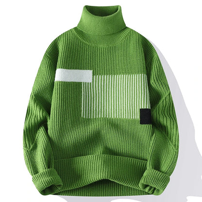 Men's Korean Knit Turtleneck Sweater - Stylish Warm Turtleneck for Men