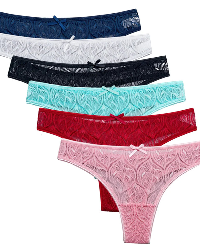 5-Piece Set of Women's Transparent G-String Thongs - Various Color Set