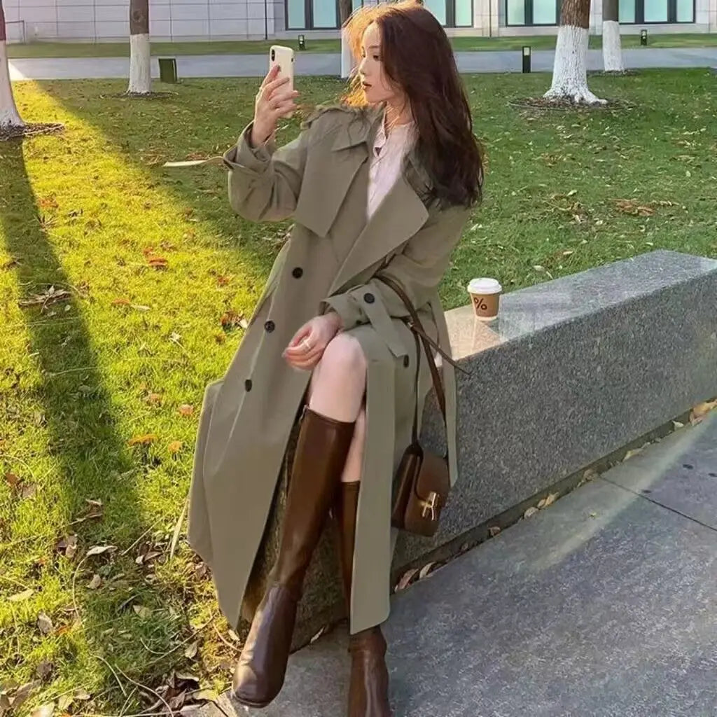 Women's Lace Trench Coat - Stylish Windbreaker Outerwear for Women