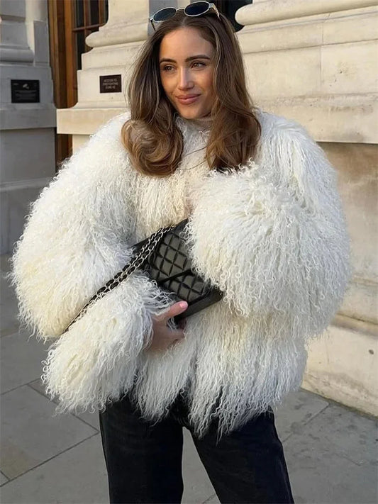 Women's Fluffy Faux Fur Coat & Overcoat – Stylish Warm Winter Outerwear for Women