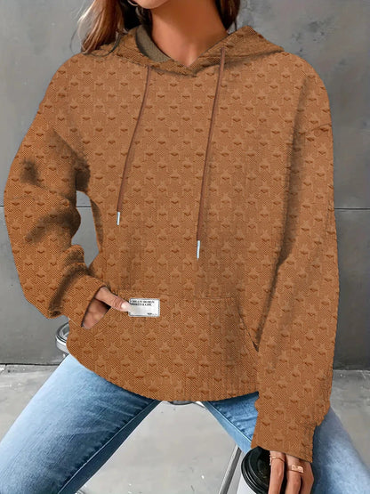 Women's Waffle Knit Hoodie Sweater - Loose Fit & Cozy Casual Sweatshirt