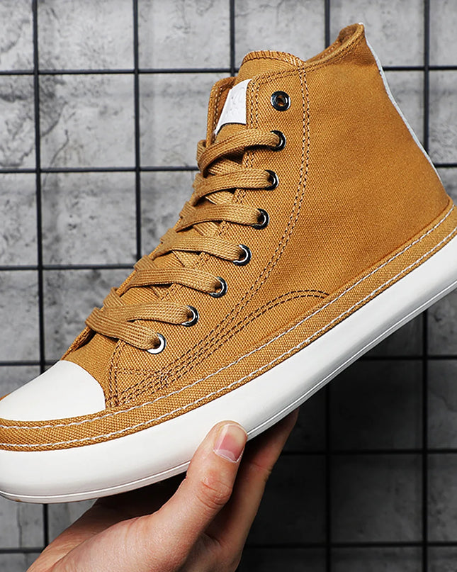 Men's High-Top Canvas Casual Sneakers – Fashion Lace-Up Vulcanized Shoes for Men