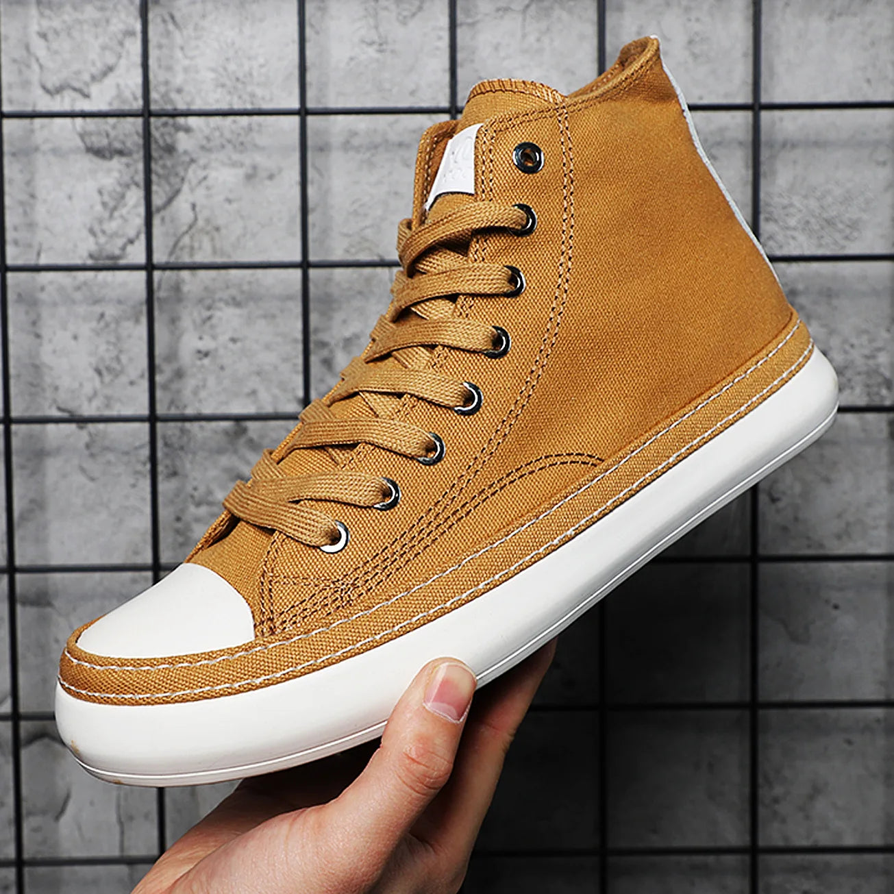 Men's High-Top Canvas Casual Sneakers – Fashion Lace-Up Vulcanized Shoes for Men
