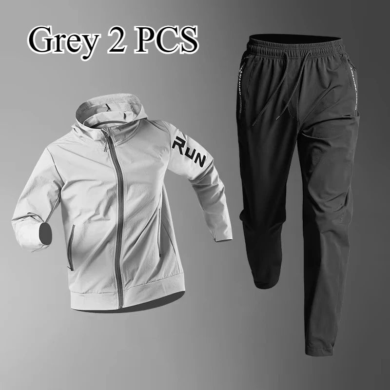 Men's Quick Dry Fitness Set: 2-Piece Jacket and Sweatpants Combo - Loose Fit