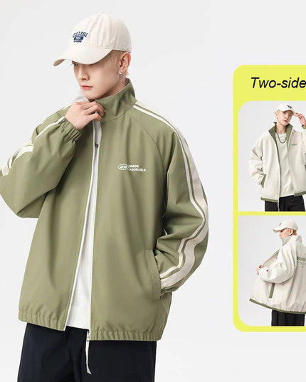Unisex Reversible Windproof Long Sleeve Jacket - Two-Sided Design