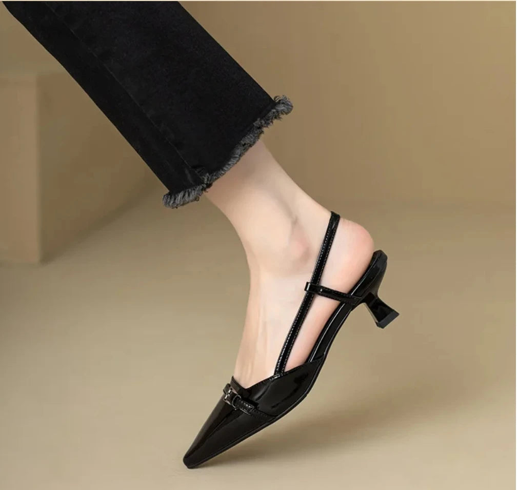 Womens Sleek Pointed Toe- Mid Heels - Various Colors