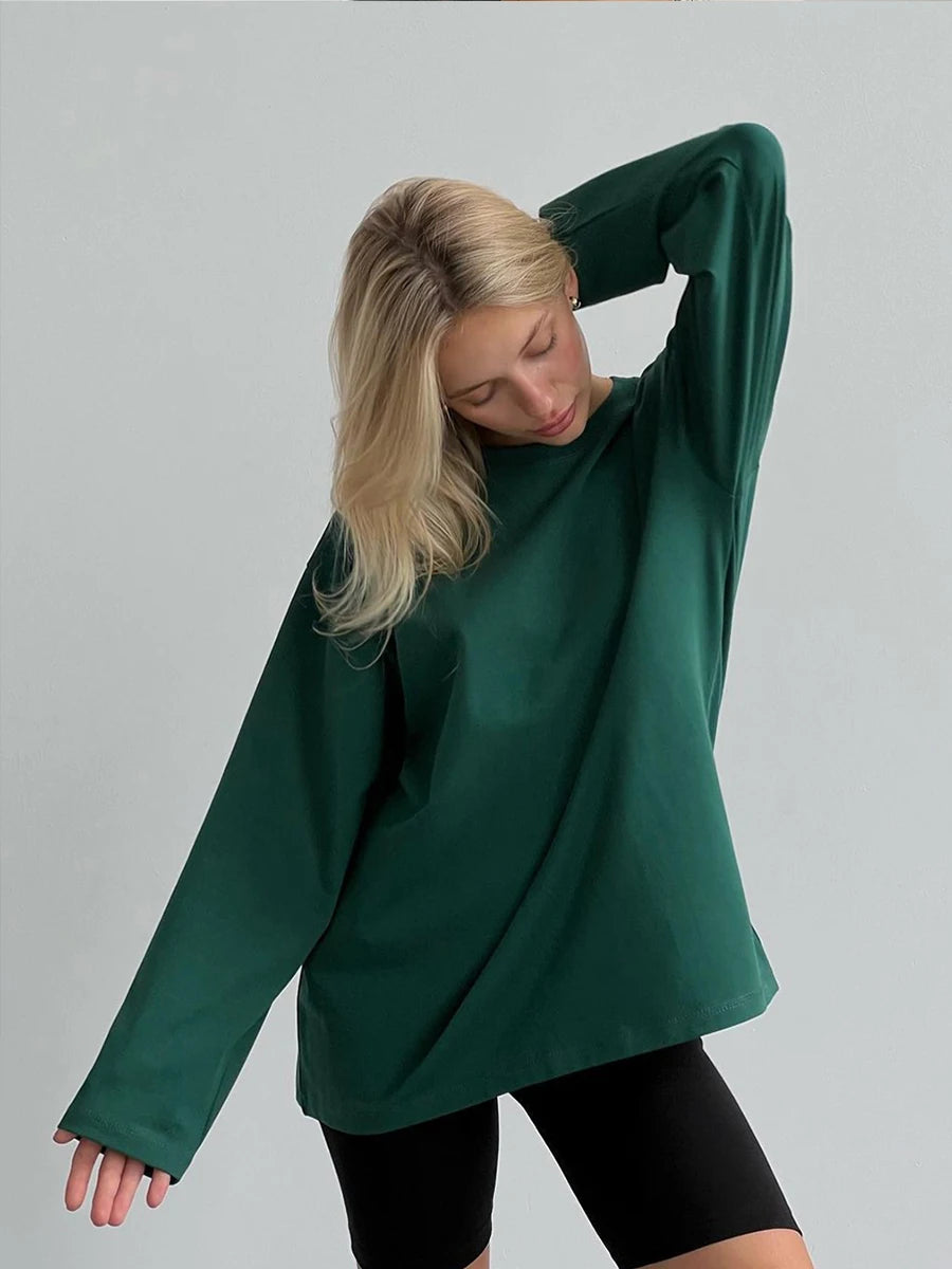 Women's Oversized Cotton Pullover Sweater - Soft, Cozy, and Stylish for Every Season