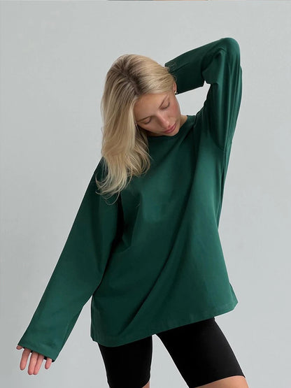 Women's Oversized Cotton Pullover Sweater - Soft, Cozy, and Stylish for Every Season