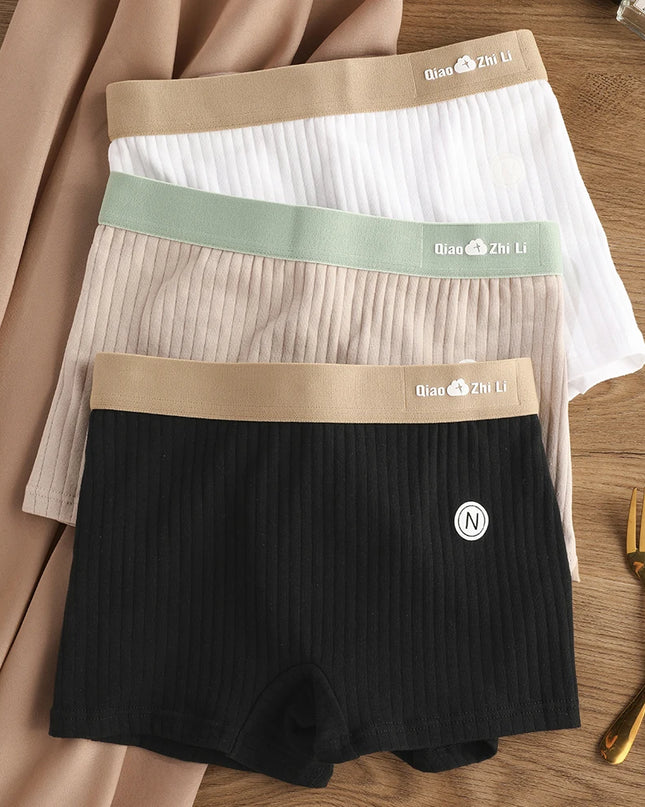 Women's 3-Pack Cotton Striped Breathable Briefs - Comfortable and Stylish Underwear Set