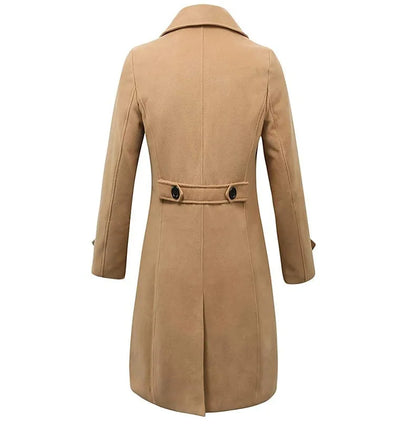 Men's Wool Coat with Double-Breasted Buttons, Lapel Collar