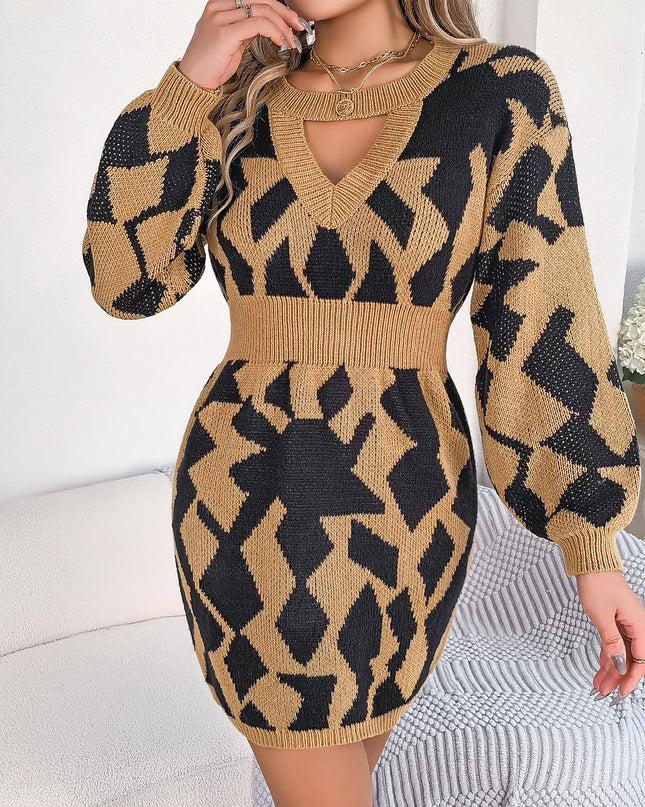 Women's Lantern Sleeve Knitted Dress