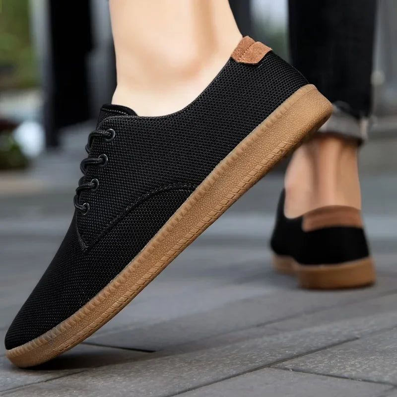 Men's Casual Canvas Slip-On Shoes – Comfortable Flat Sneakers for Everyday Wear