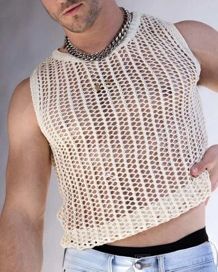 Men's Crochet Mesh Knit Vest