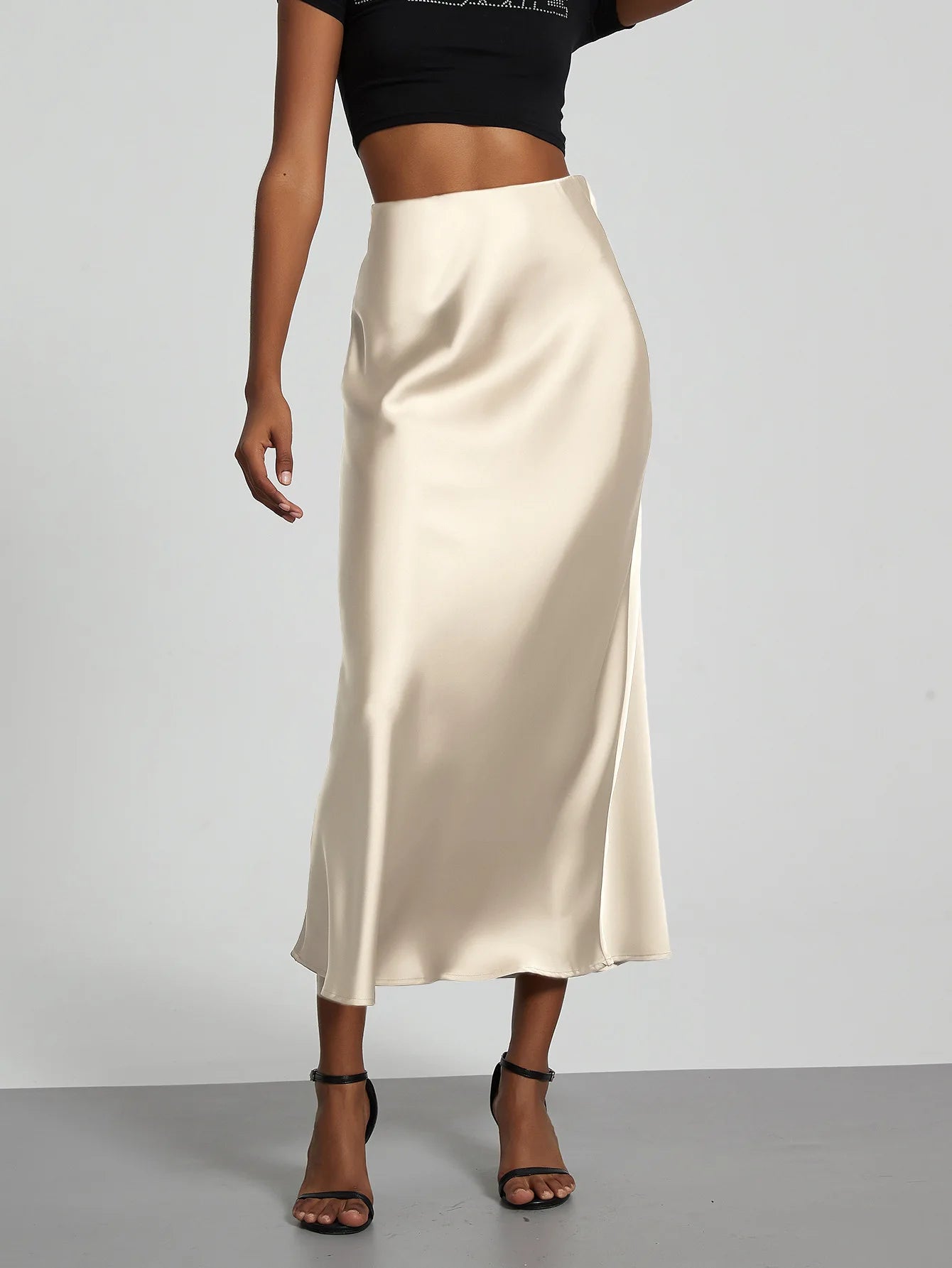 Women's Sophisticated High-Waisted Satin Maxi Skirt