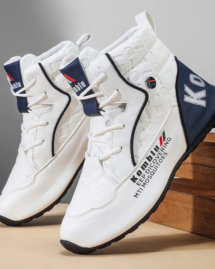 Men’s High-Top Casual Sneakers with Trendy Embossed Design and Shock-Absorbing Comfort