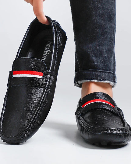 Strongshen Men's Slip-On Leather Flats Shoes