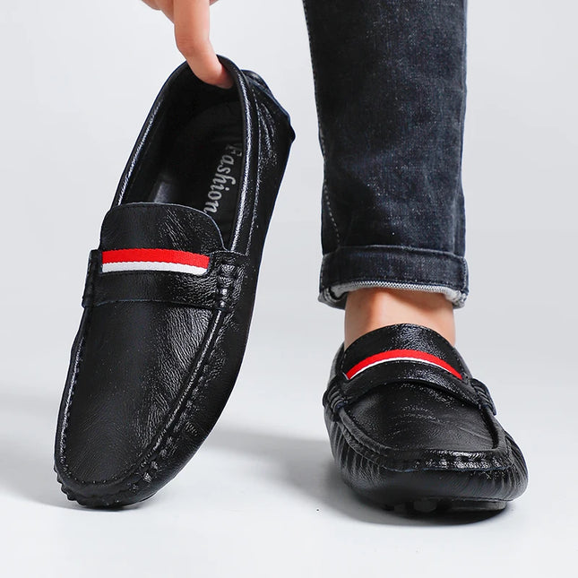 Strongshen Men's Slip-On Leather Flats Shoes