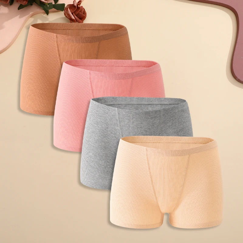 Set of 4 Women's Cotton Striped High-Waist Underwear