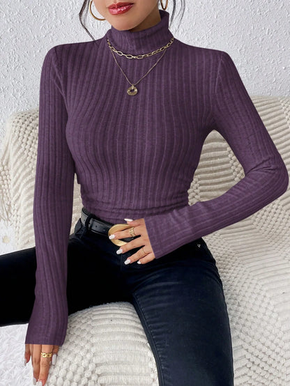 Women’s Long Sleeve Slim Fit Stretch Knitted Sweater