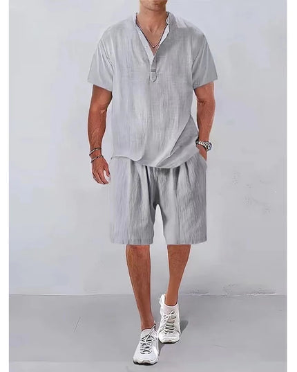 Men's Casual Two-Piece Polo Shirt and Shorts Set