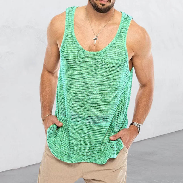 Men's tank top loose knit  mesh