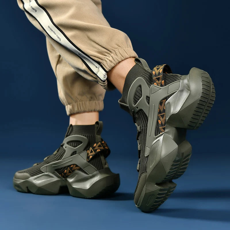 Premium High-Top Men’s Sneakers with Thick Soles
