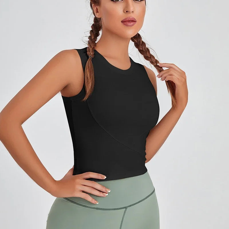 Women's Fitness Wear Sports Vest - Quick-Dry, Short, Slim Fit