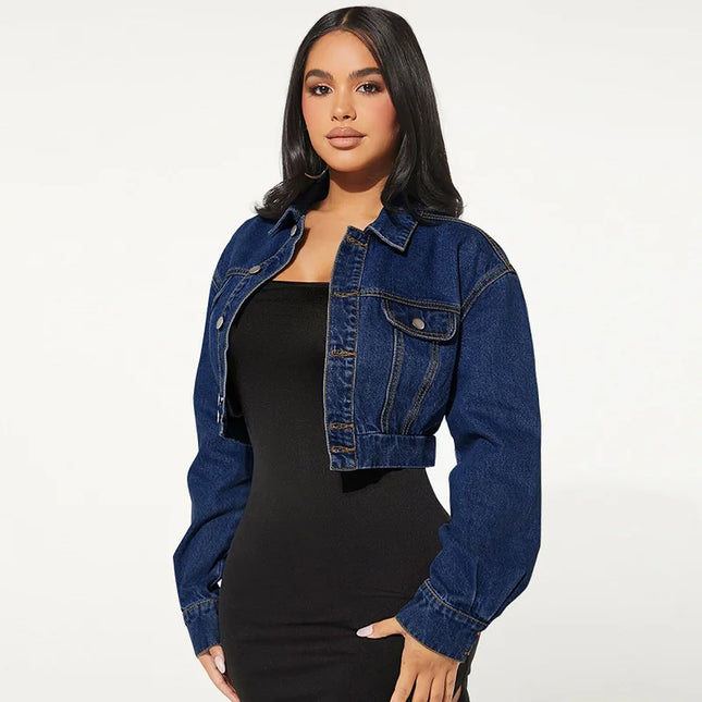 High-Waisted Cropped Jacket for Women - Slim Fit