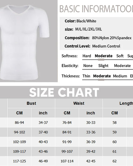 Men's Compression Body Shaper T-Shirt – Slimming, Muscle-Enhancing, Body Shaper for Men