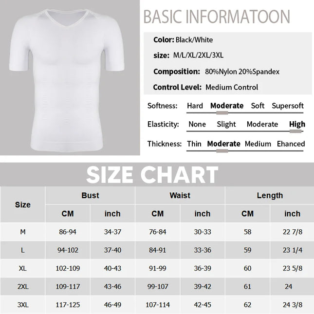 Men's Compression Body Shaper T-Shirt – Slimming, Muscle-Enhancing, Body Shaper for Men