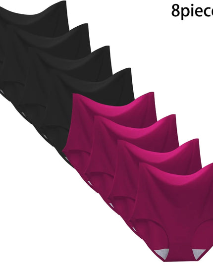 8-Pack Women’s Ice Silk Seamless Triangle Briefs - Comfortable, Tight Fit, Elastic Underwear Set